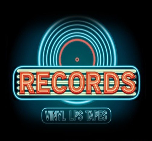 Record Shop Radio logo with a stylized vinyl record and vintage microphone
